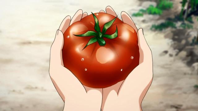 (The tomato is a symbolism for her butt.)